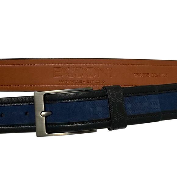 NWOT Nashville Boconi Suede Leather Belt Navy/Black 34/35 - Picture 2 of 7